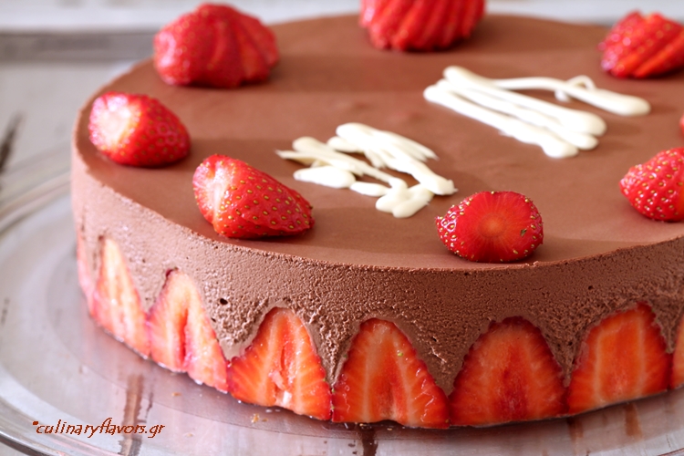 Chocolate Mousse Torte with Strawberries